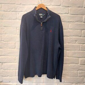 Vintage Polo Ralph Lauren Sweater Men XXL Blue 1/2 Half Zip Pullover Made in USA